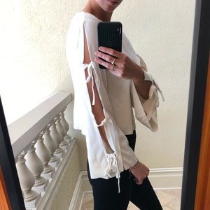 MILLY tie sleeve sweater